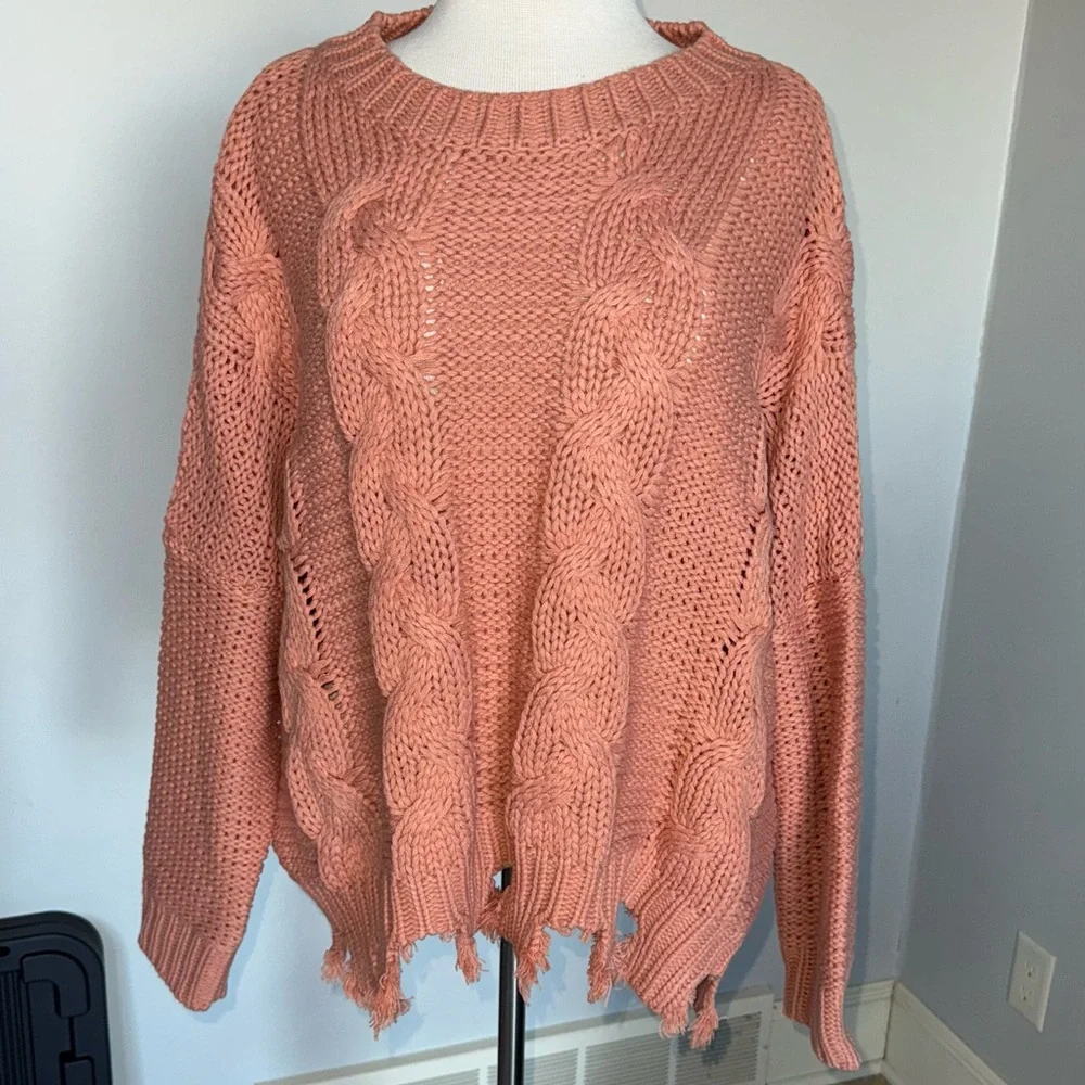 NWOT HYFVE Coral Cable Knit Sweater - Picture 1 of 3